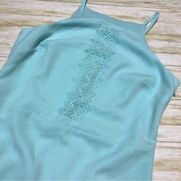 Banana Republic NWT Light Blue Cut Out Halter Top Shesth‎ Pencil Dress Size 6 - Picture 2 of 4